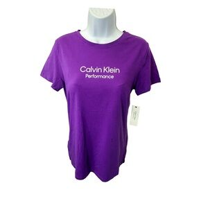 ​Calvin Klein Sz M Purple Stretch Performance Logo Crew Neck T-Shirt